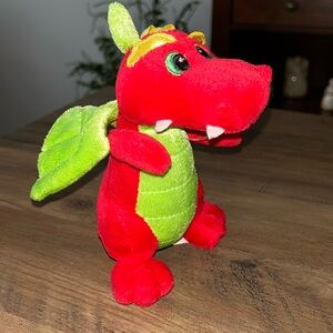 Aurora World Dragon Plush Stuffed Red Green Roaring Sound 6 inches 2017
